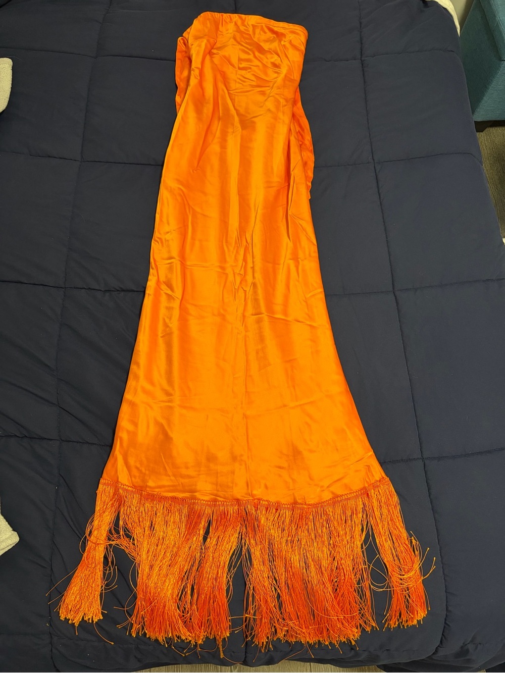 Orange Fringe Hem Tube Dress — Bold Evening Statement